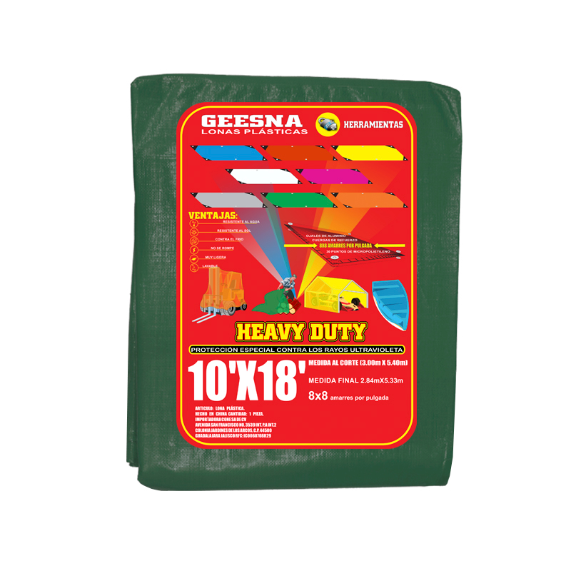 LONA LIGERA VERDE 10X18 FT 80 G 3.00X5.40 MTS GEESNA | 4063